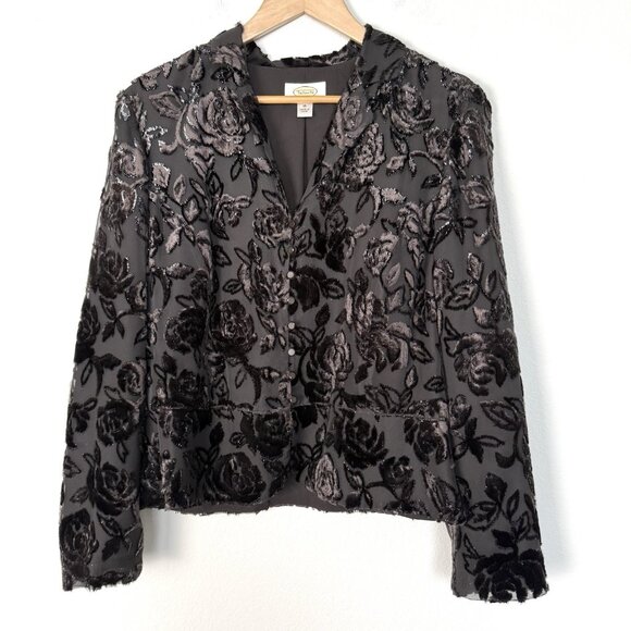 Black Velvet‎ Burnout Sparkle Jacket Womens 16 Whimsigoth Fairy Gothic Party - Picture 1 of 8